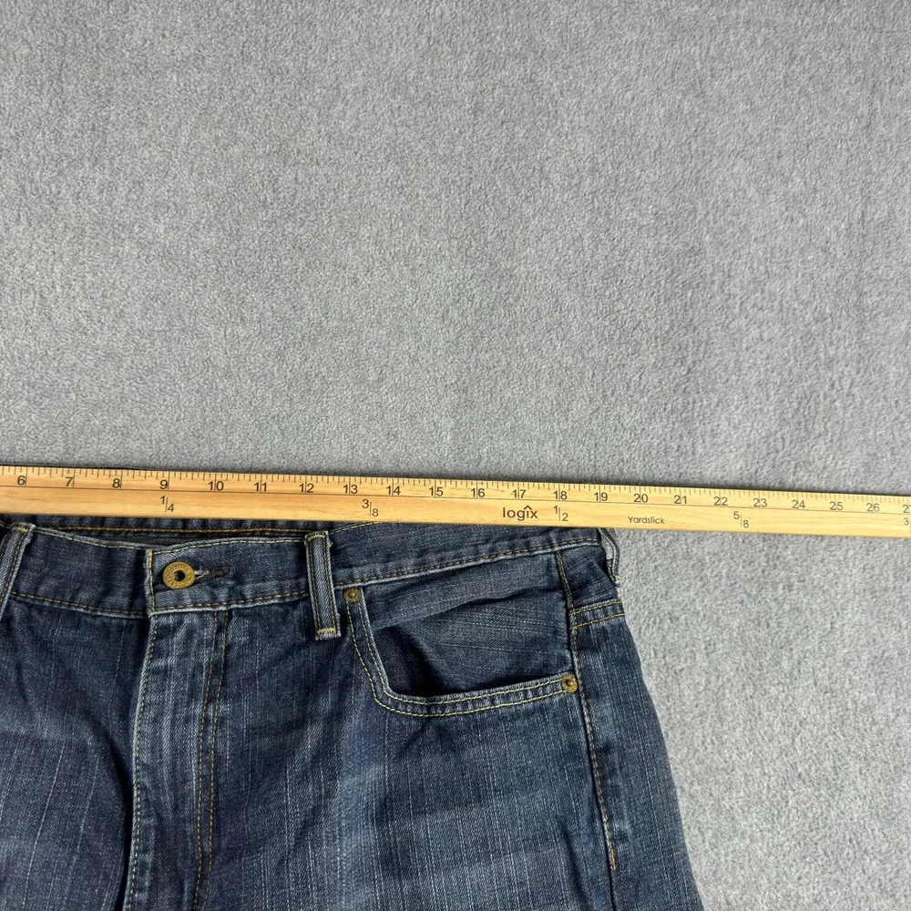 Levis 569 Jeans 38x32 Blue Relaxed Straight Faded Zip Red Tab Denim